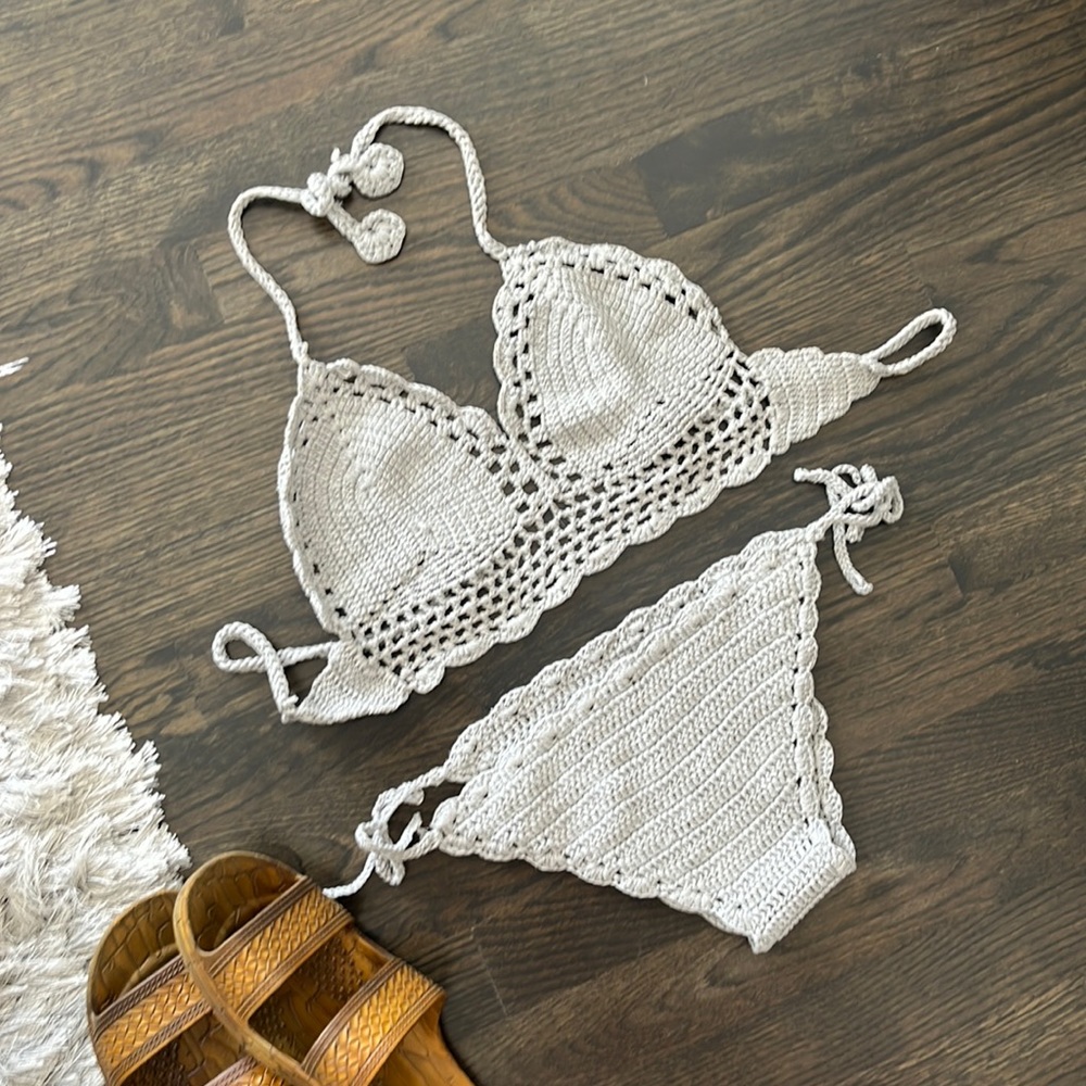 Hand made gray knitted 👙 bikini